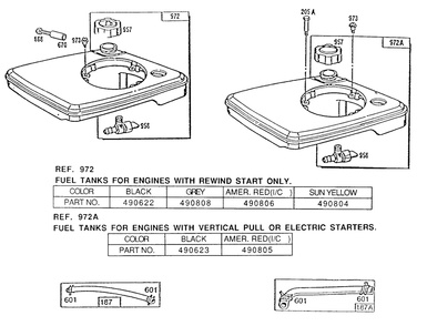 Fuel Tank Assemblies And Parts Diagram and Parts List for 91708-0124-01  Briggs and Stratton Engine
